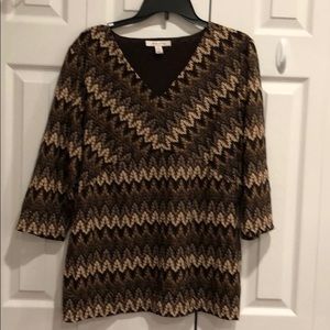 Brown, with tan and gold accents